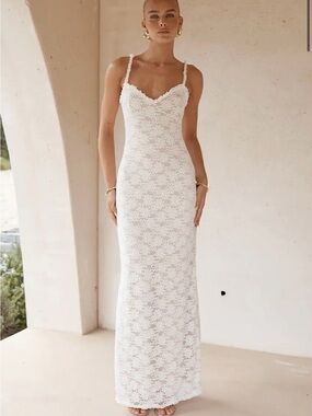 Runaway the Label Maxi Dress in Cream and White - NWT